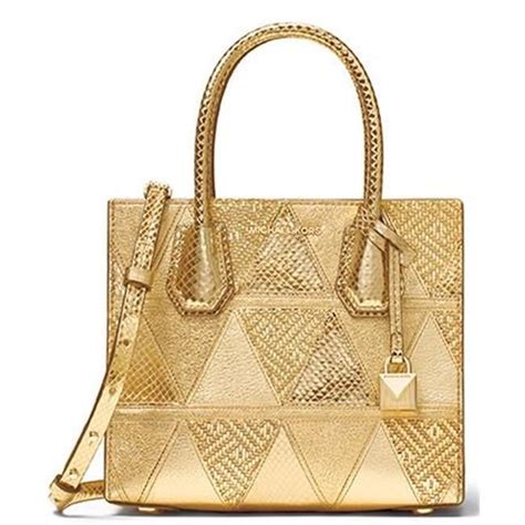 michael kors mercer metallic patchwork leather crossbody gold|Michael Kors mercer handbag.